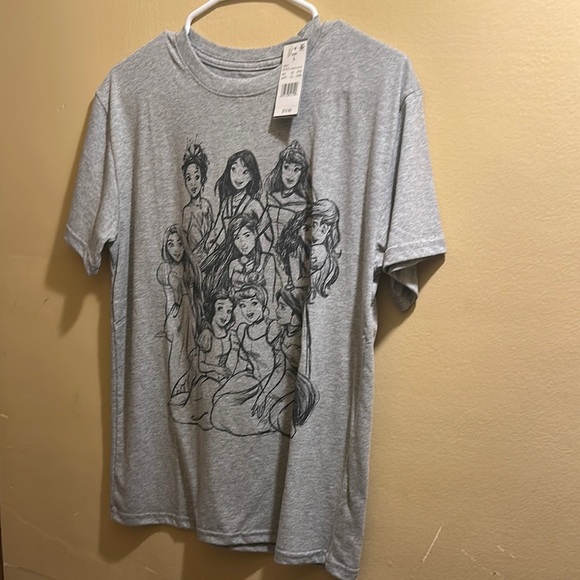 Disney Gray Graphic T-Shirt with Princess Design - Picture 1 of 4